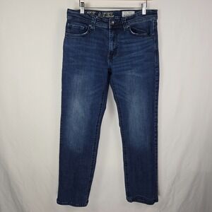 TK Axel Mens Slim Boot Jeans 32x32 Dark Wash Denim Grunge Utility Blue Pants